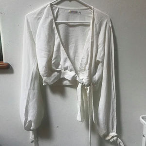 VergeGirl White tie wrap over crop top